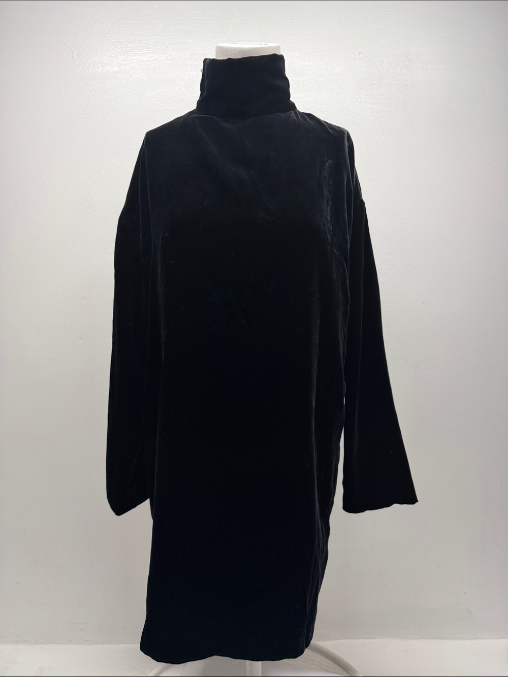 Emerson Fry Edie Dress Mini Long Sleeve Silk Velvet Turtleneck Black New Nwt Xs — image 2 of 8